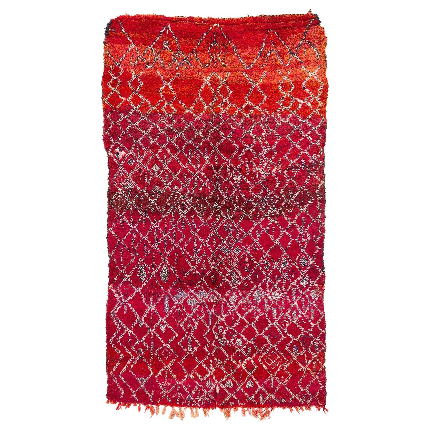 Tappeto da collezione vintage autentico rosso marocchino berbero Ait Youssi in lana