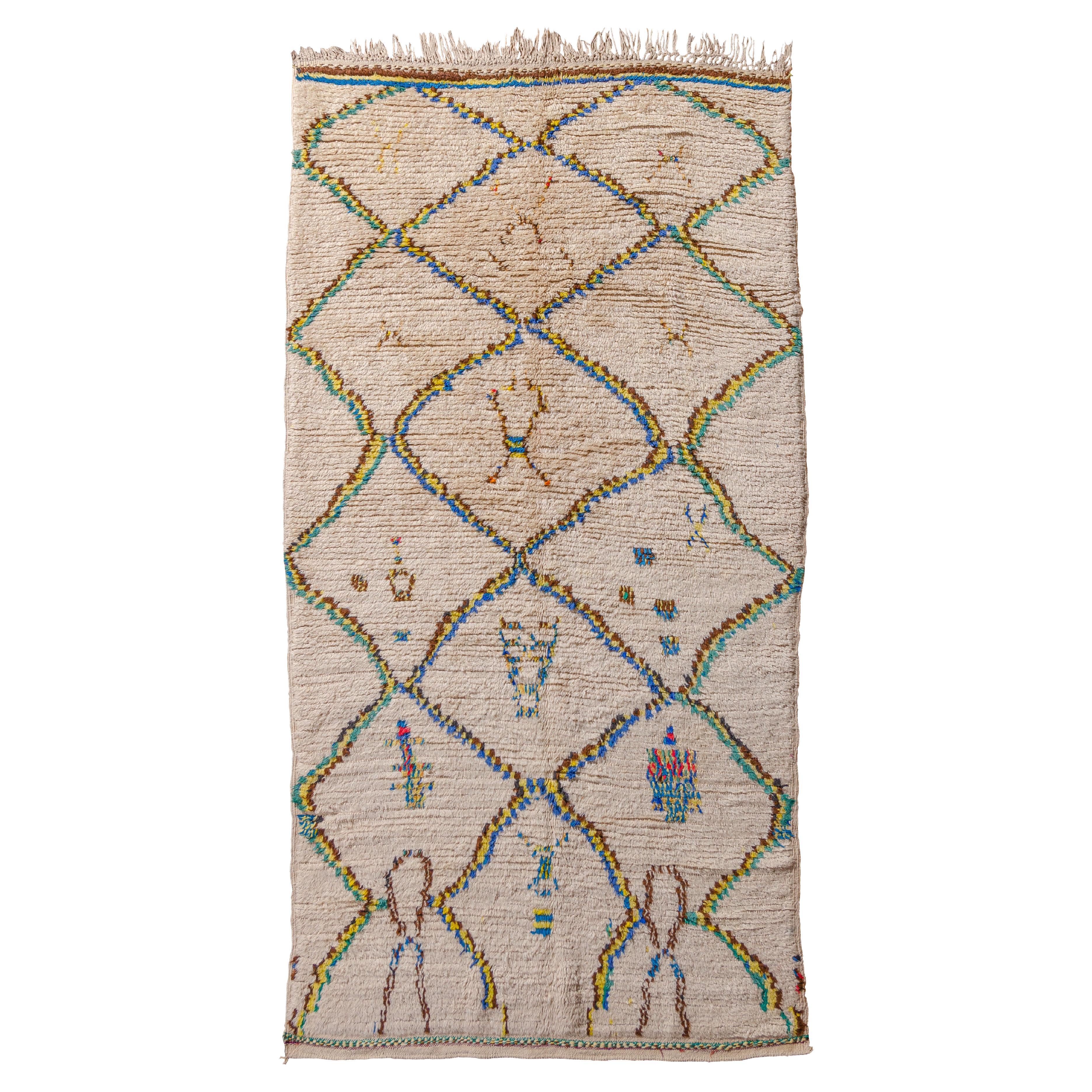 Vintage Moroccan Berber Azilal neutral Rug curated by Breuckelen Berber For Sale