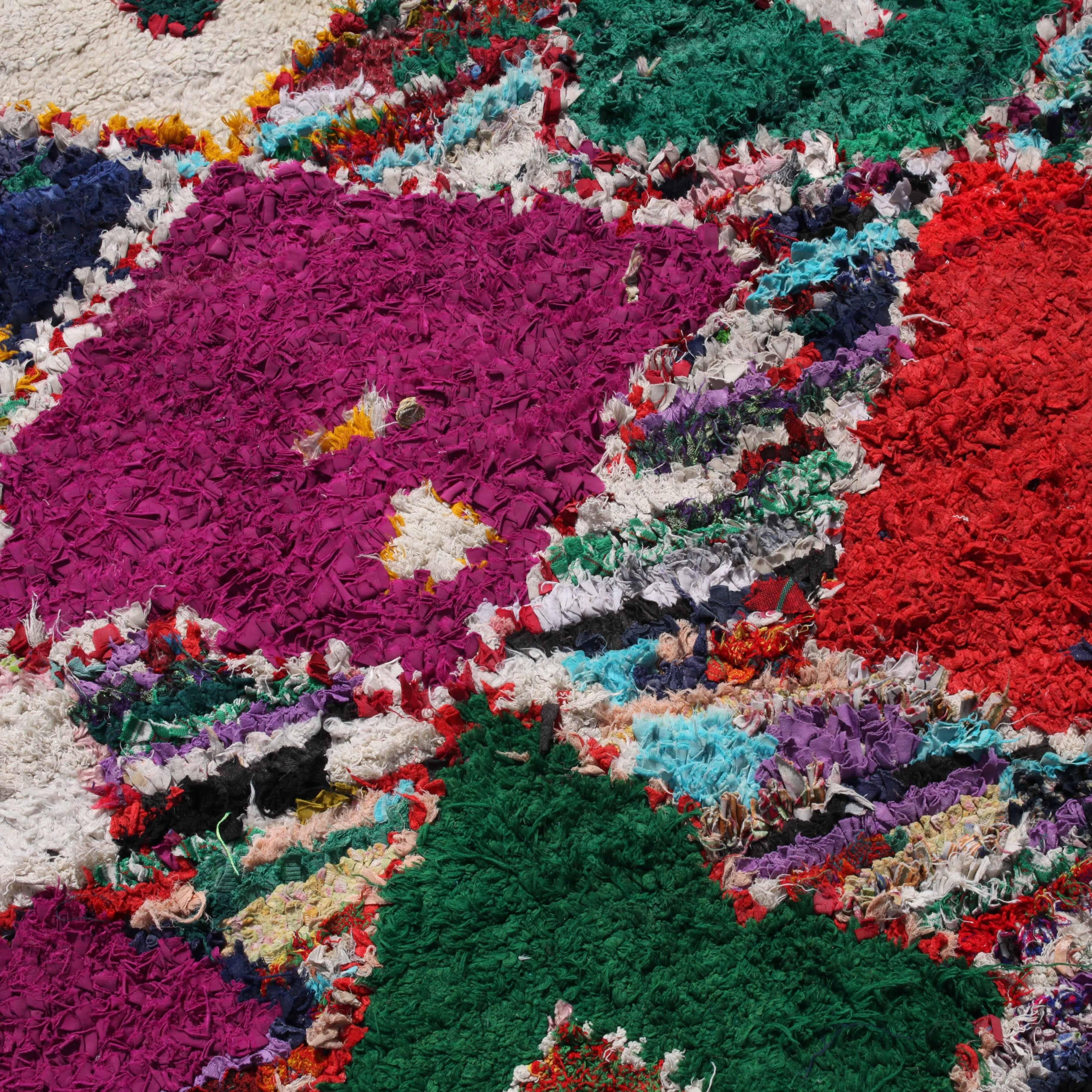 This very bold and invigorating handwoven rug from Morocco brings every room to life. The materials used include recycled rag strips and yarns from a variety of found textile remnants including wool, cotton, synthetic fibers.

From the late 1980s,