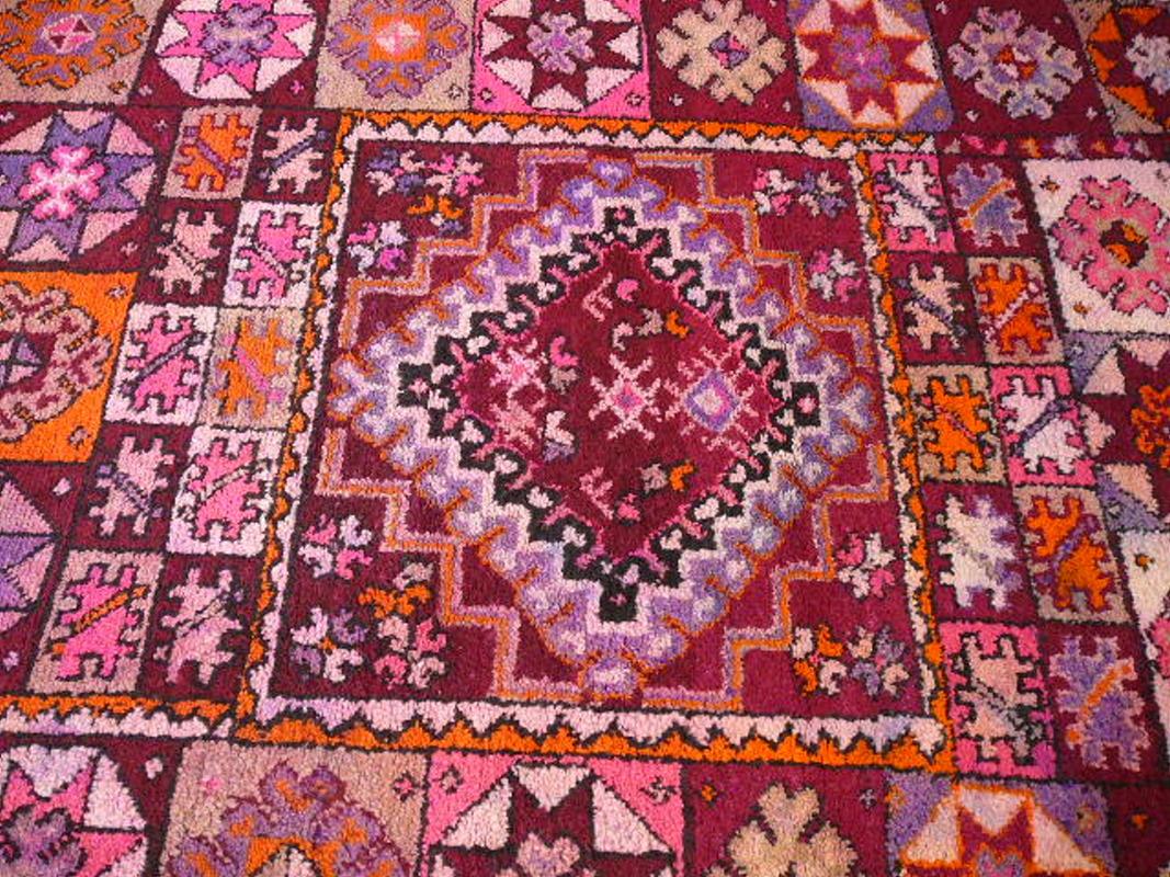 Wool Vintage Moroccan Berber Carpet - Lilac, Pink and Orange North African rug