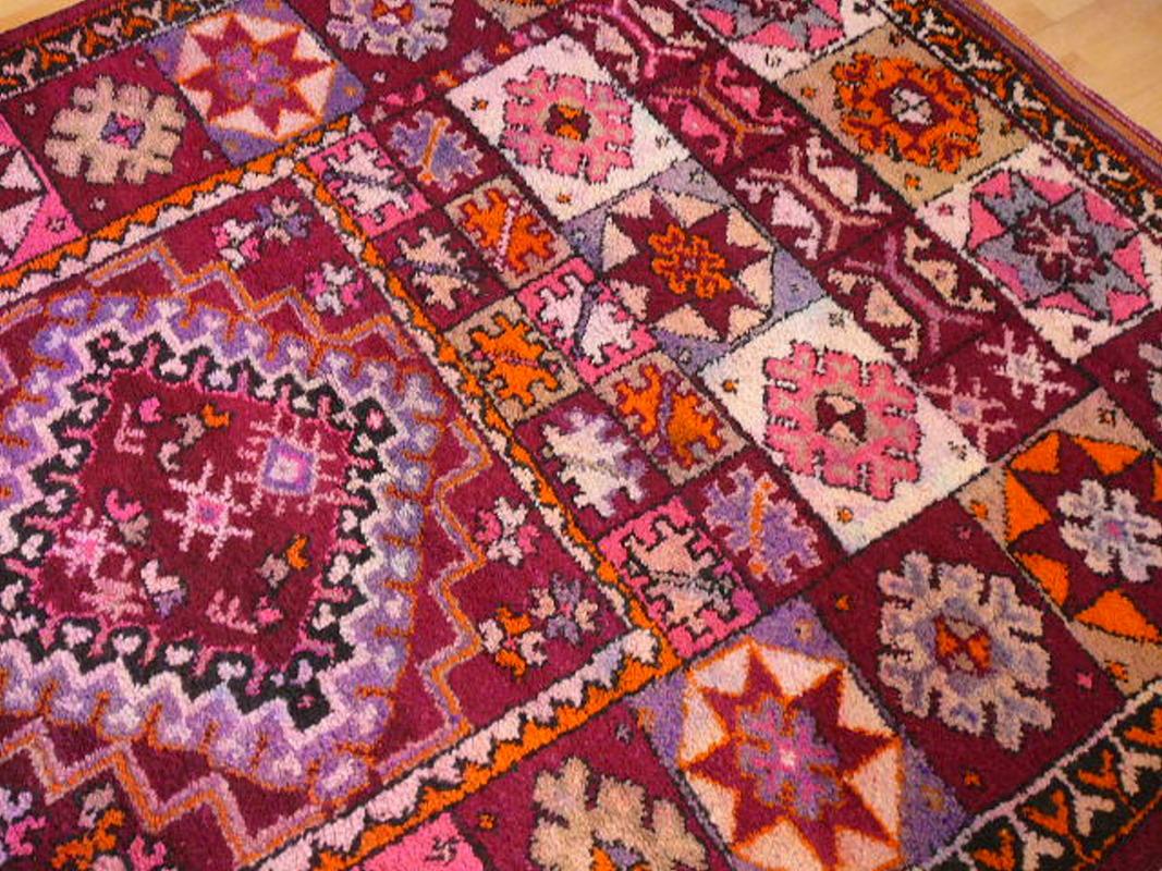 Vintage Moroccan Berber Carpet - Lilac, Pink and Orange North African rug 1