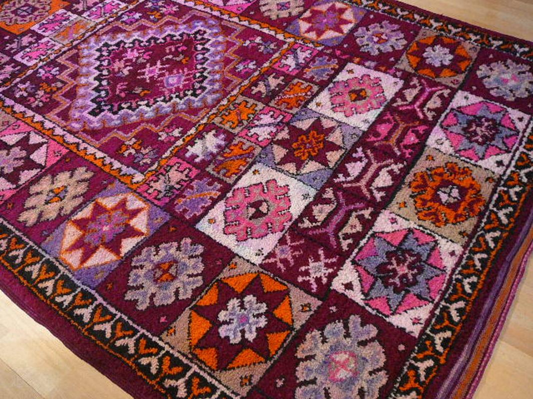 Islamic Vintage Moroccan Berber Carpet - Lilac, Pink and Orange North African rug