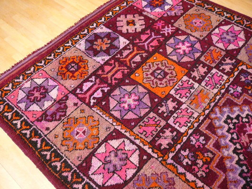 Late 20th Century Vintage Moroccan Berber Carpet - Lilac, Pink and Orange North African rug