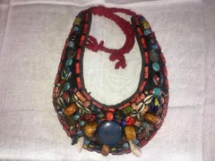 Boho Chic Vintage Moroccan Berber Collar Necklace with Tuareg Leather