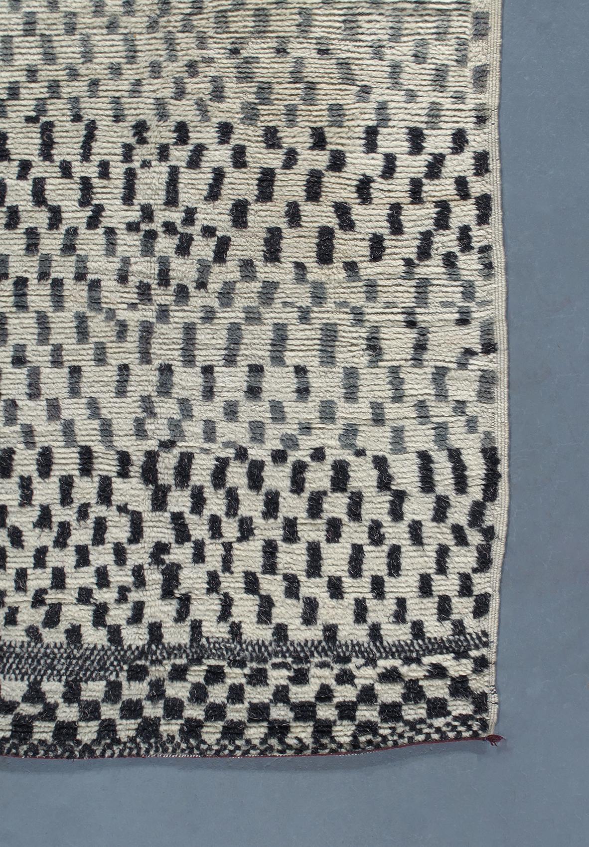 Hand-Knotted Vintage Moroccan Berber Hand Knotted Beige, Black, and Grey Rug For Sale