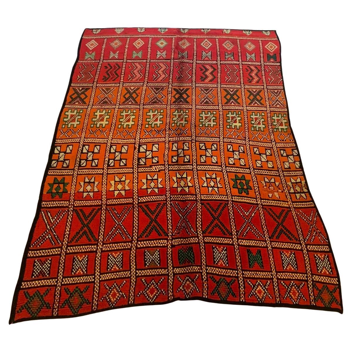 Vintage Moroccan Berber Kilim Rug – Handwoven Tribal Flatweave, Mid-20th Century