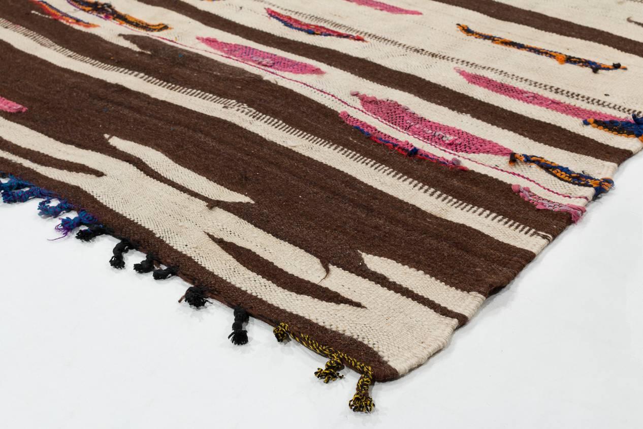 Hand-Woven Vintage Moroccan Berber Kilim with Stripes