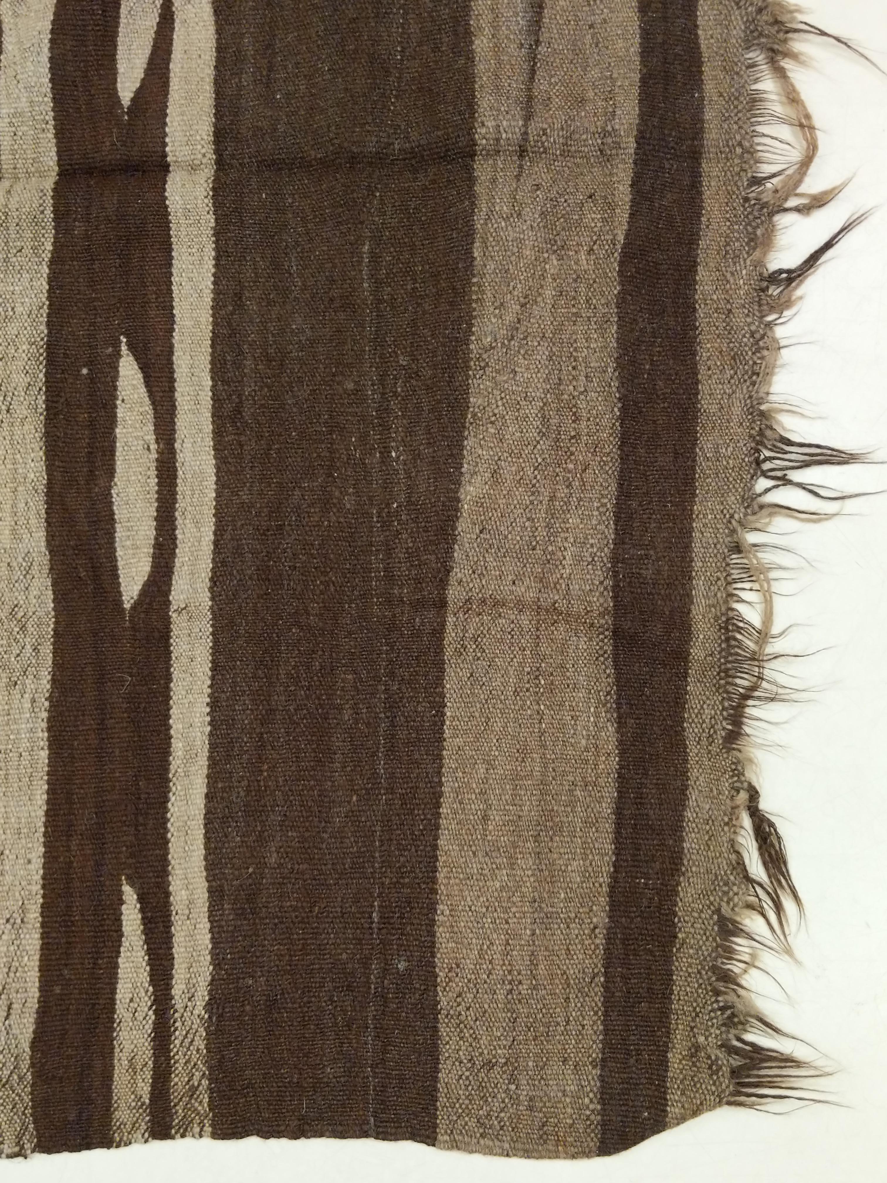 Vintage Moroccan Berber Mocha Wool Flat-Weave Rug 11