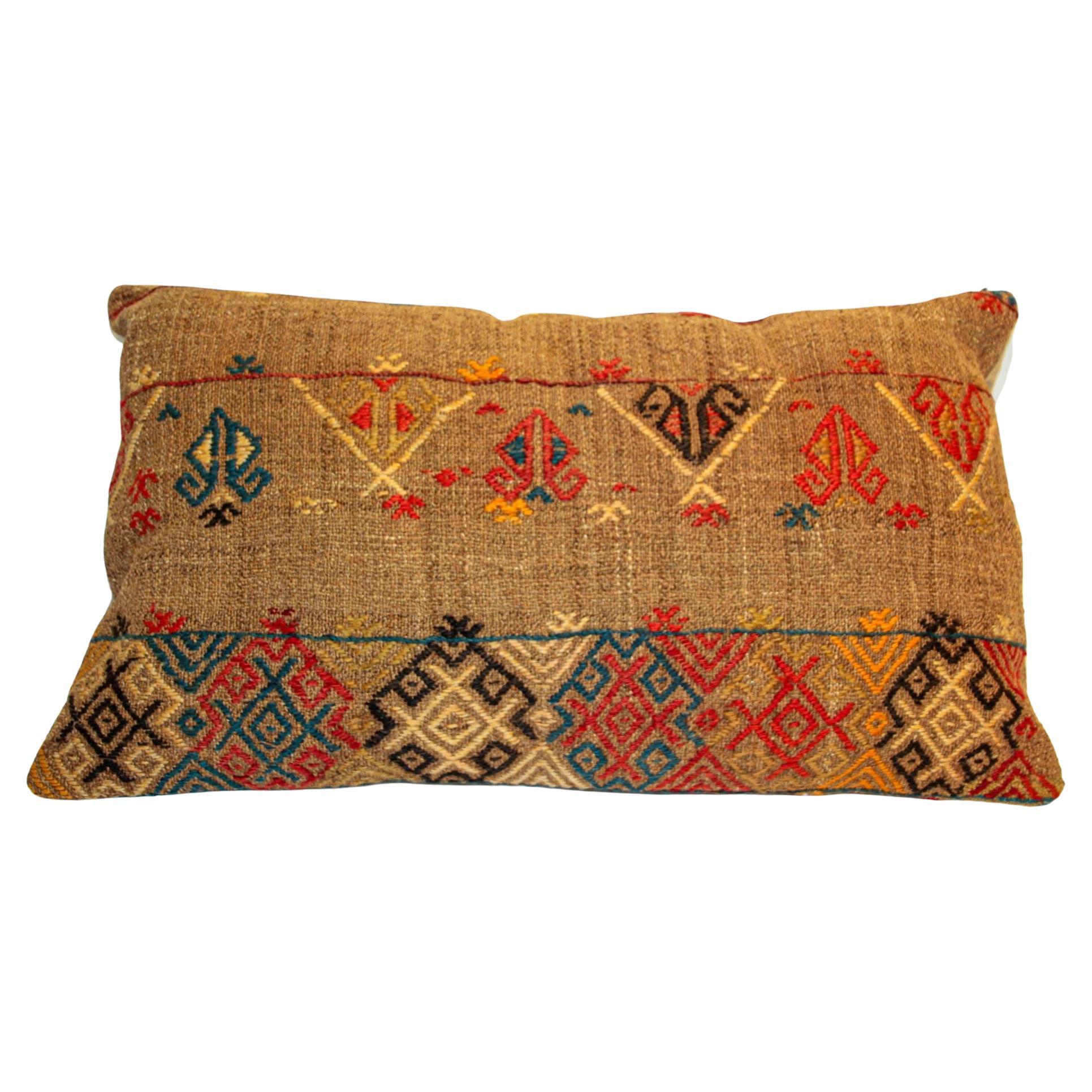 Vintage Moroccan Berber Pillow Hand-Woven Rug Pillow For Sale