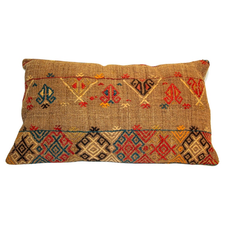 Vintage Moroccan Berber Pillow HandWoven Rug Pillow For Sale at 1stDibs