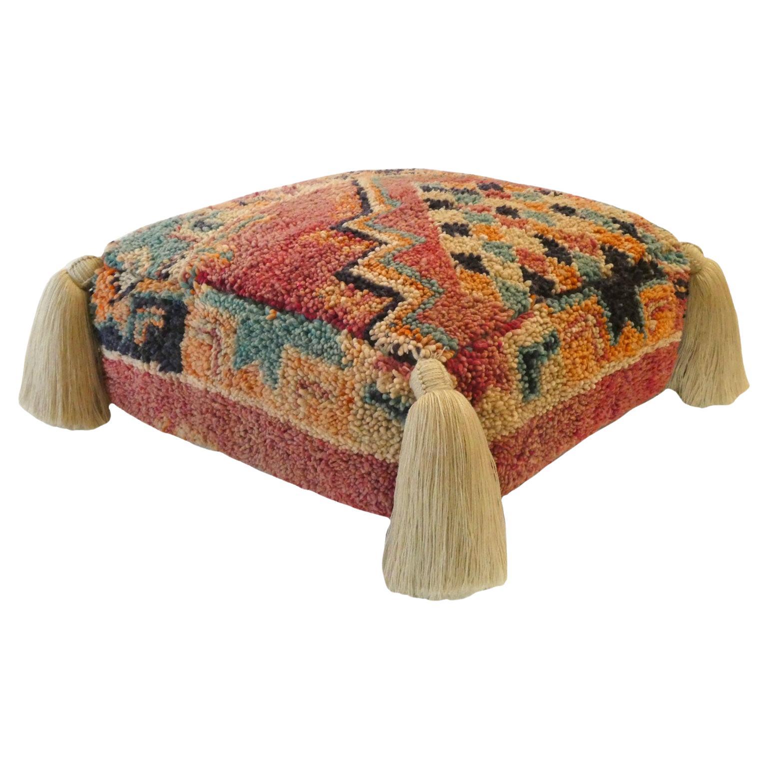 Vintage Marokkanische Wolle Pouf Bodenkissen