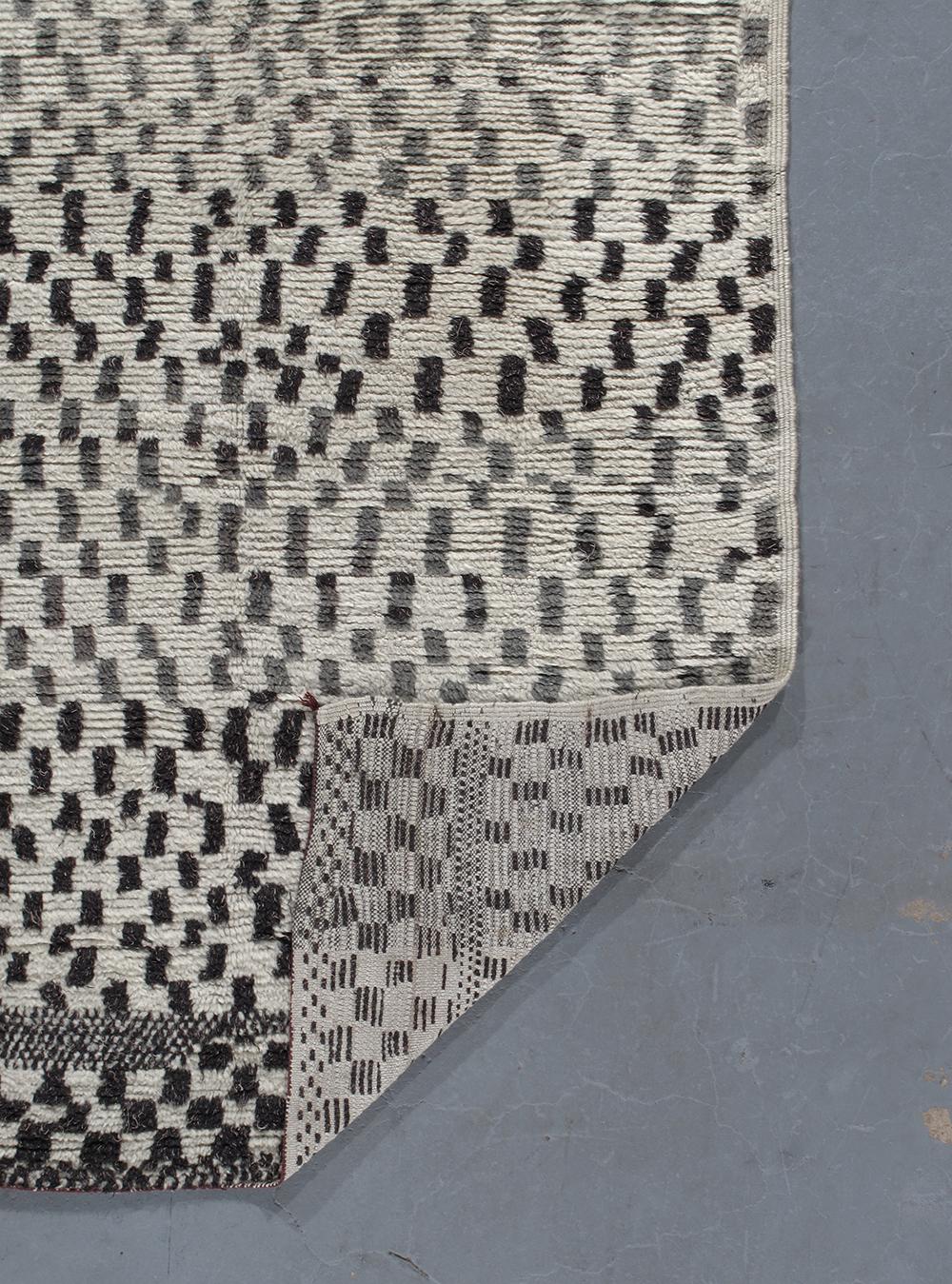 Tribal Vintage Moroccan Berber Hand Knotted Beige, Black, and Grey Rug For Sale