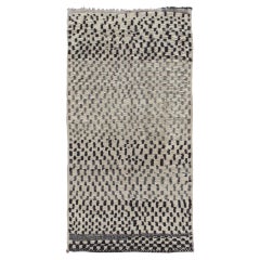 Vintage Moroccan Berber Hand Knotted Beige, Black, and Grey Rug