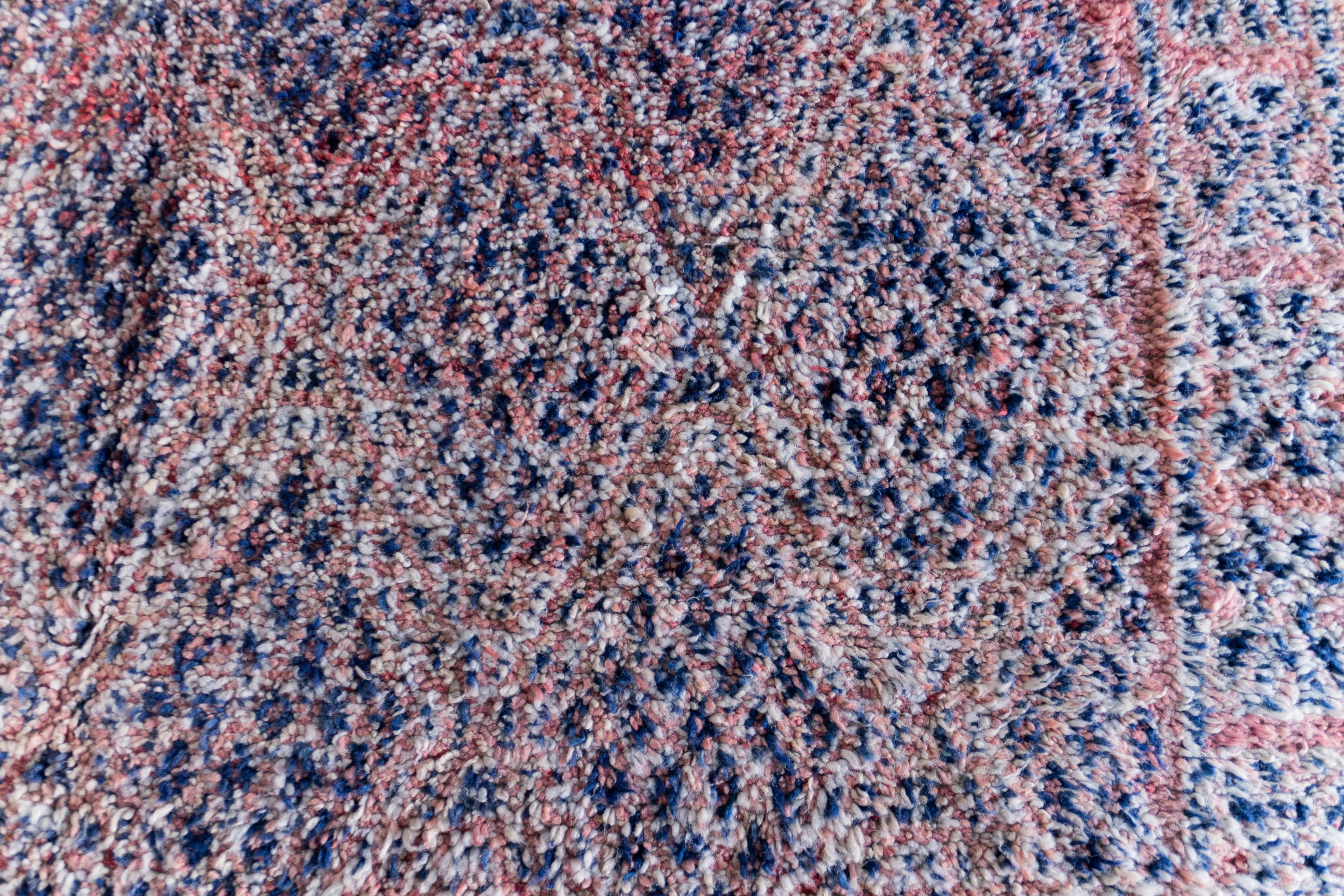 Hand-Knotted Vintage Moroccan Berber Rug from 70s  100% wool  7.3x10.8 Ft 224x330 Cm For Sale