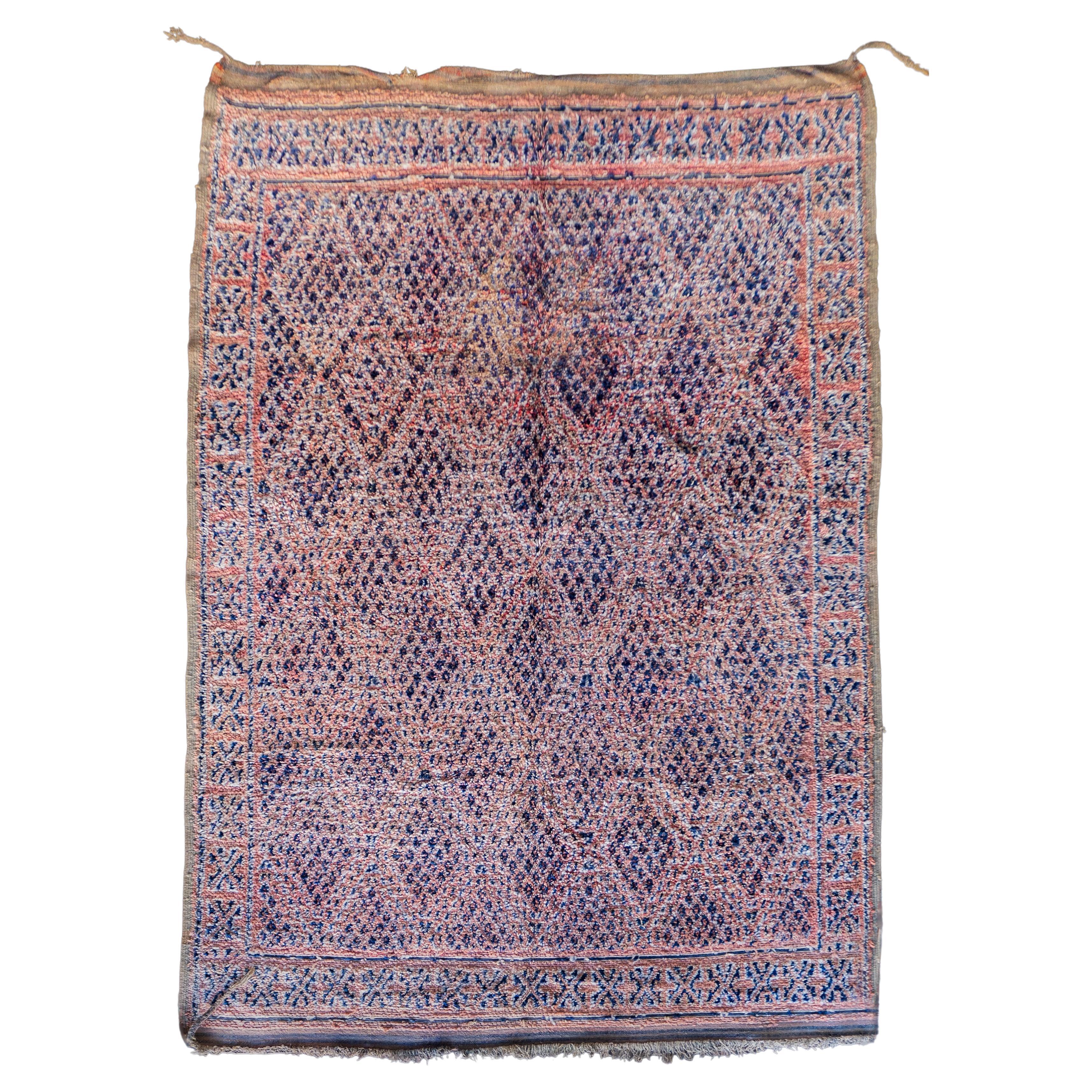 Tapis berbère marocain vintage des années 70  100% laine  7.3x10.8 Ft 224x330 cm