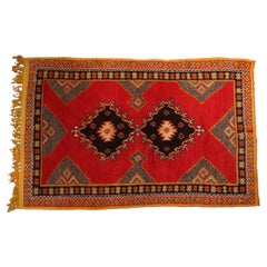 Vintage Moroccan Berber Rug, Handwoven Wool, Geometric Design, 1960s