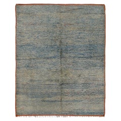 Vintage Moroccan Berber Hand-Knotted Rug in Blue
