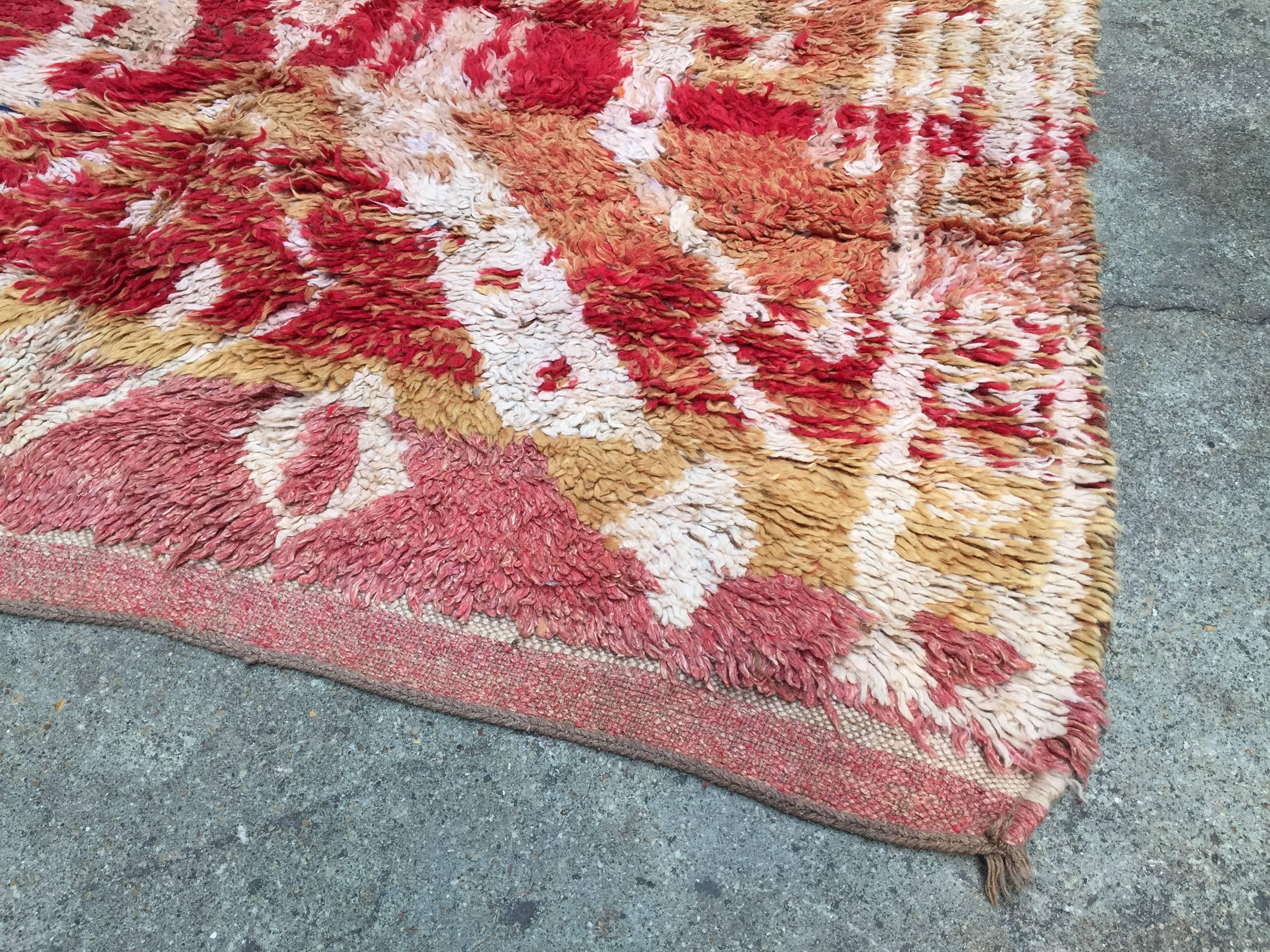 Hand-Knotted Vintage Moroccan Berber Rug with Abstract Tribal Design