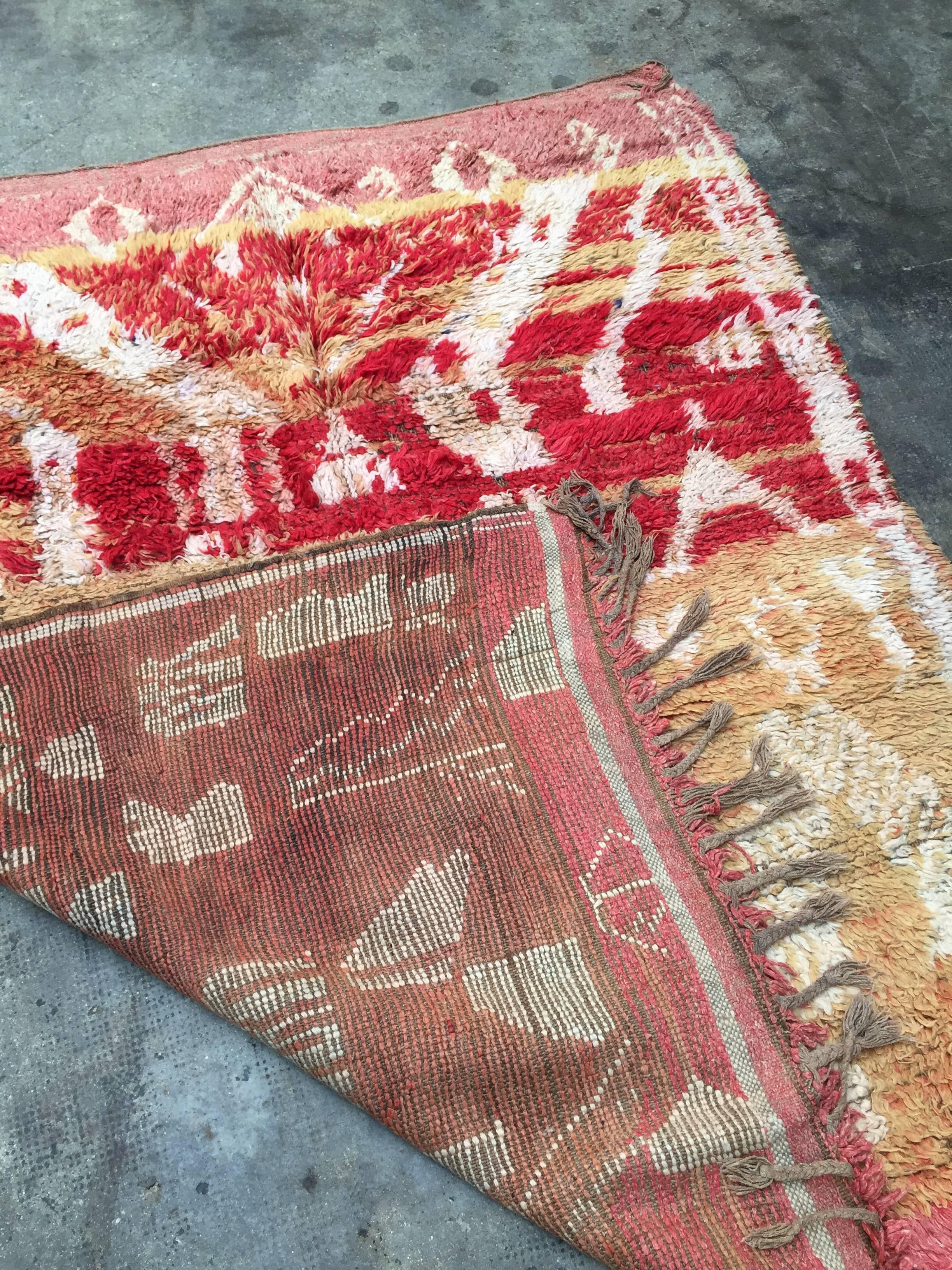 Wool Vintage Moroccan Berber Rug with Abstract Tribal Design