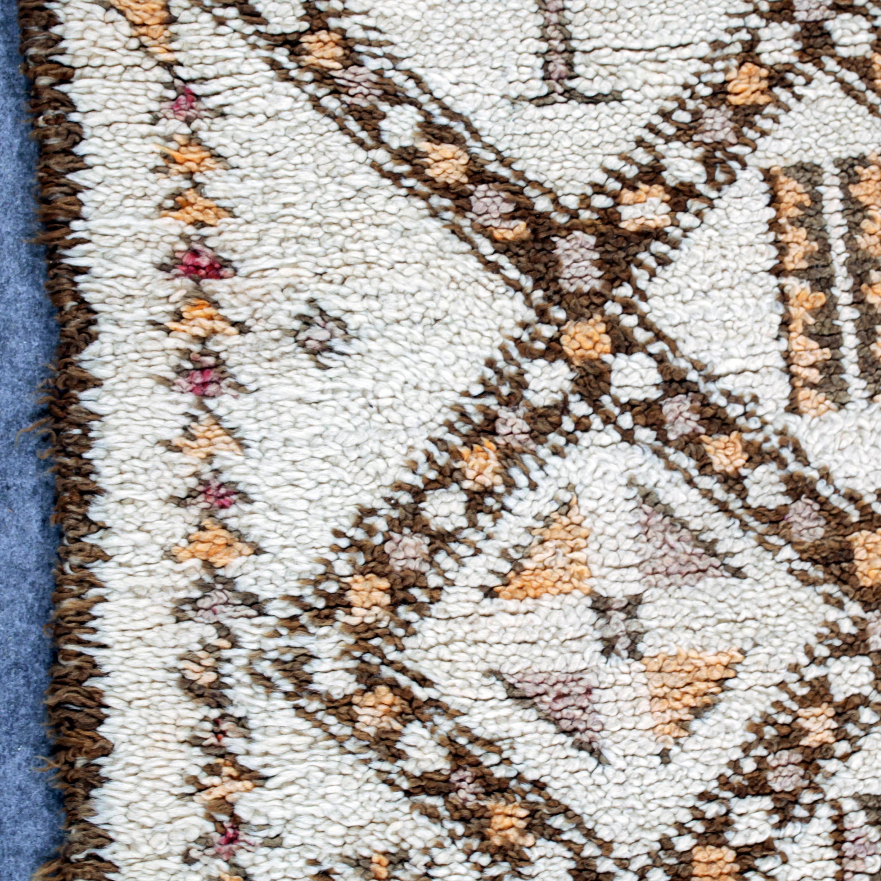 Hand-Knotted Vintage Moroccan Berber Rug with Henna Accents