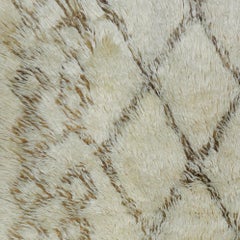 Vintage Moroccan Berber Rug with Natural Ivory Wool and Olive Color Accent
