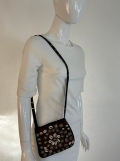 Vintage Moroccan Berber Shoulder Bag with Metal Conchos and Cowrie Shells