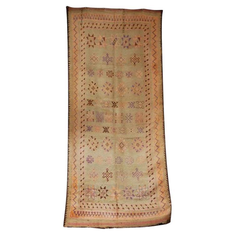 Vintage Moroccan Berber Tribal Faded Rug For Sale