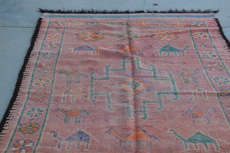 Moroccan Vintage Berber Tribal Rug, circa 1960 In Good Condition For Sale In North Hollywood, CA