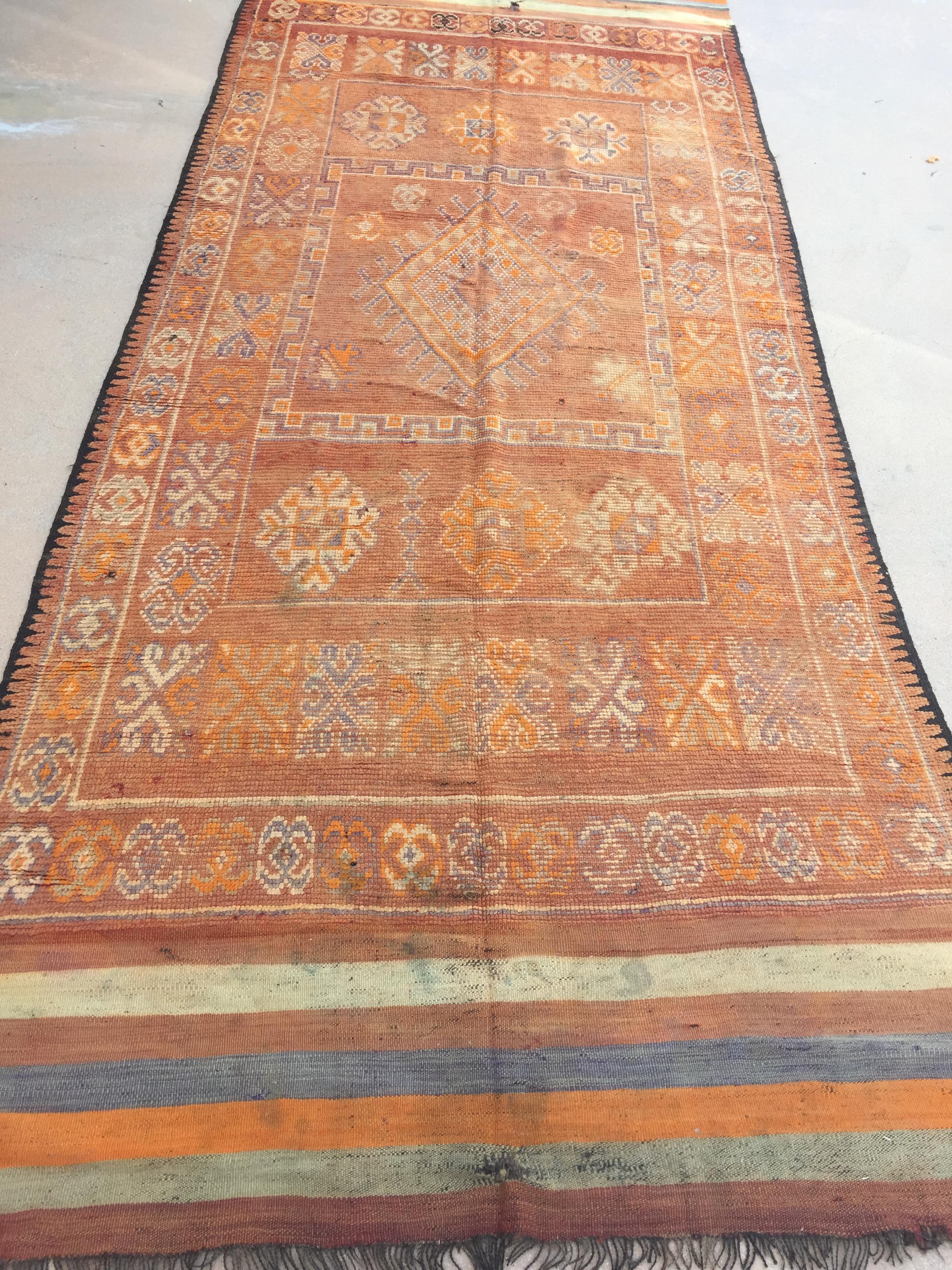 Vegetable Dyed Vintage Moroccan Berber Rug, circa 1960 For Sale