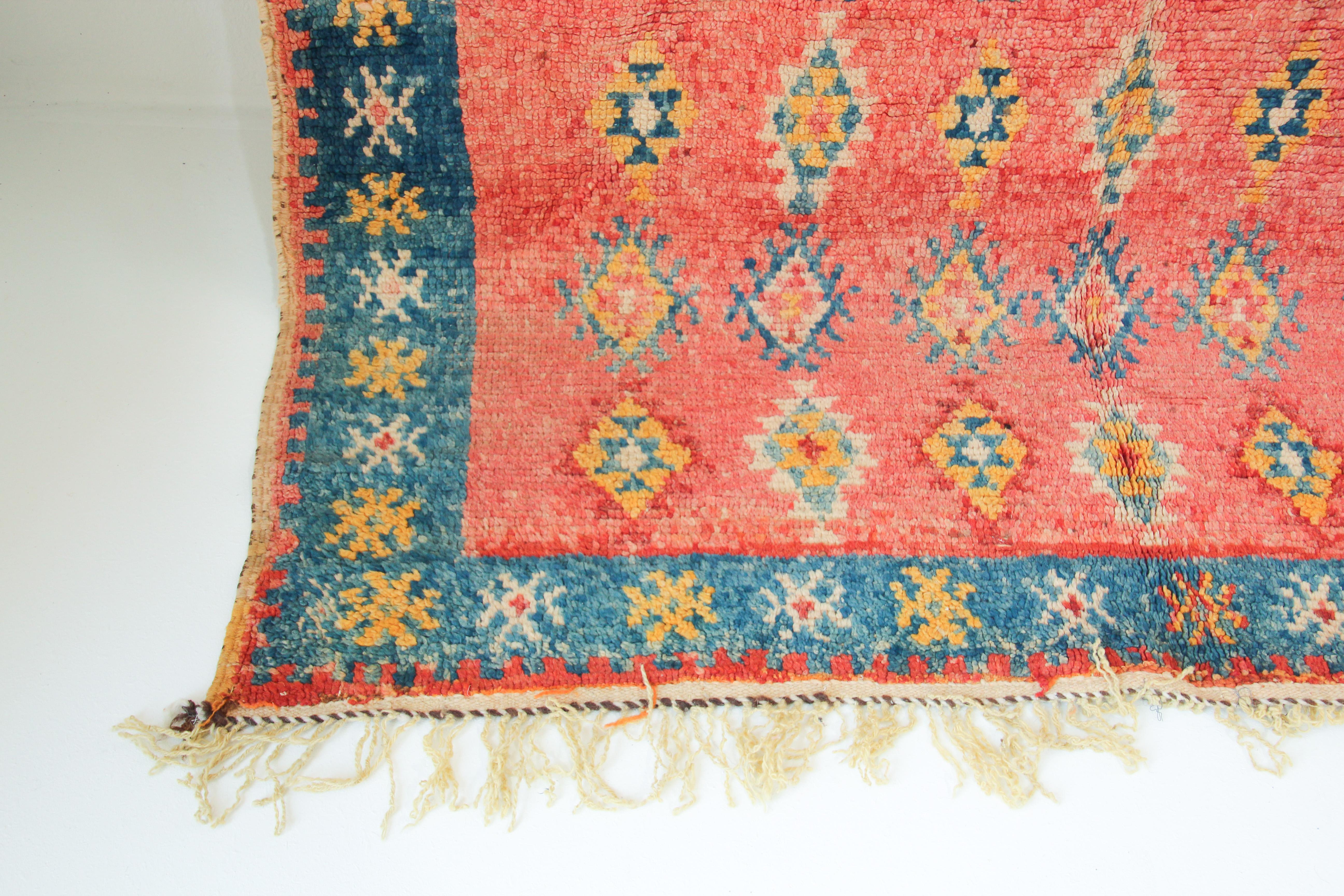 20th Century 1960s Authentic Vintage Moroccan Berber Rug For Sale