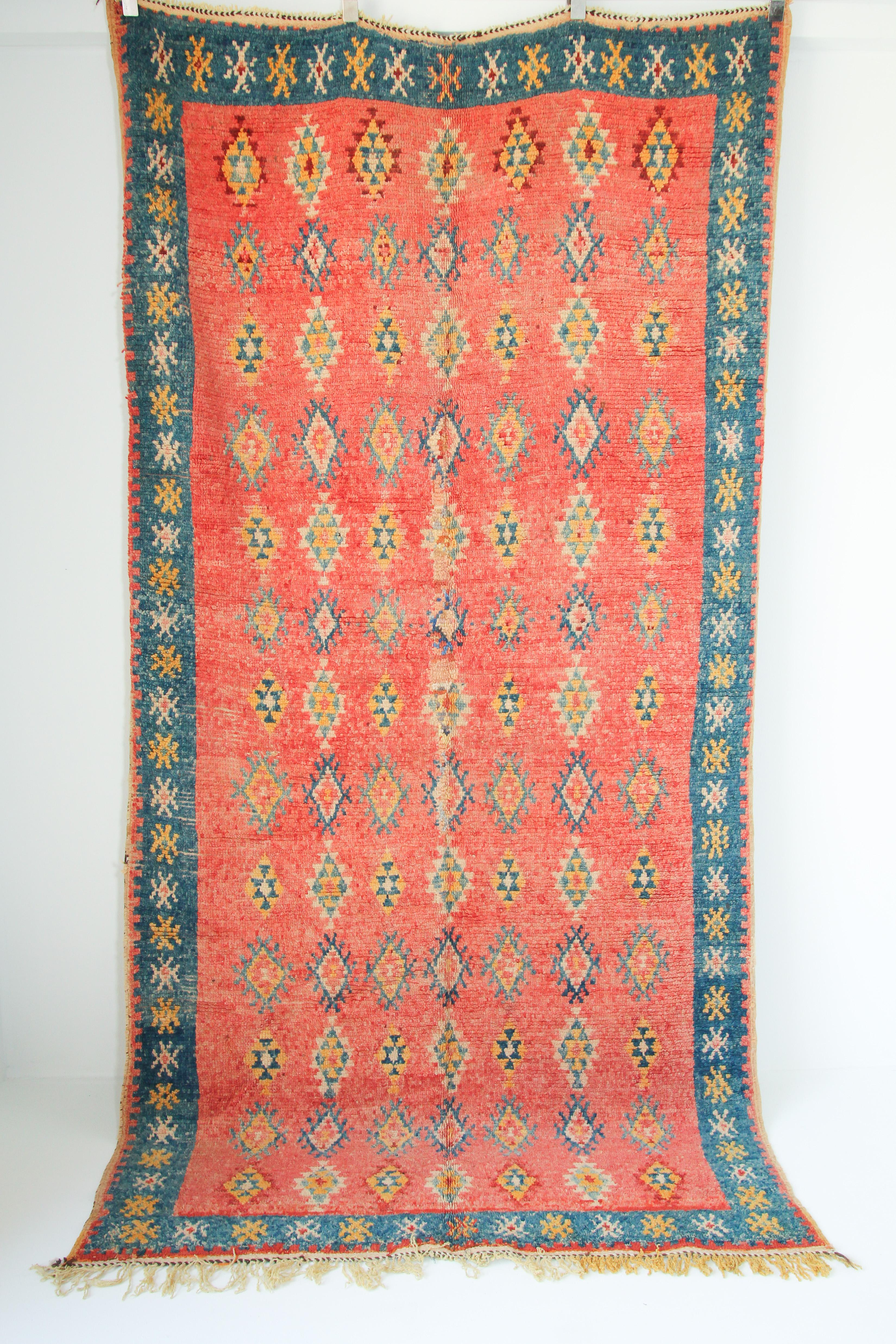 Wool 1960s Authentic Vintage Moroccan Berber Rug For Sale