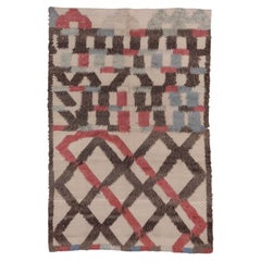 Vintage Moroccan Berber Wool Rug with Lattice and Tribal Geometric Motifs