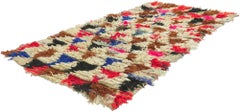 Vintage Boucherouite Moroccan Rag Rug, Cozy Boho Meets Rugged Beauty