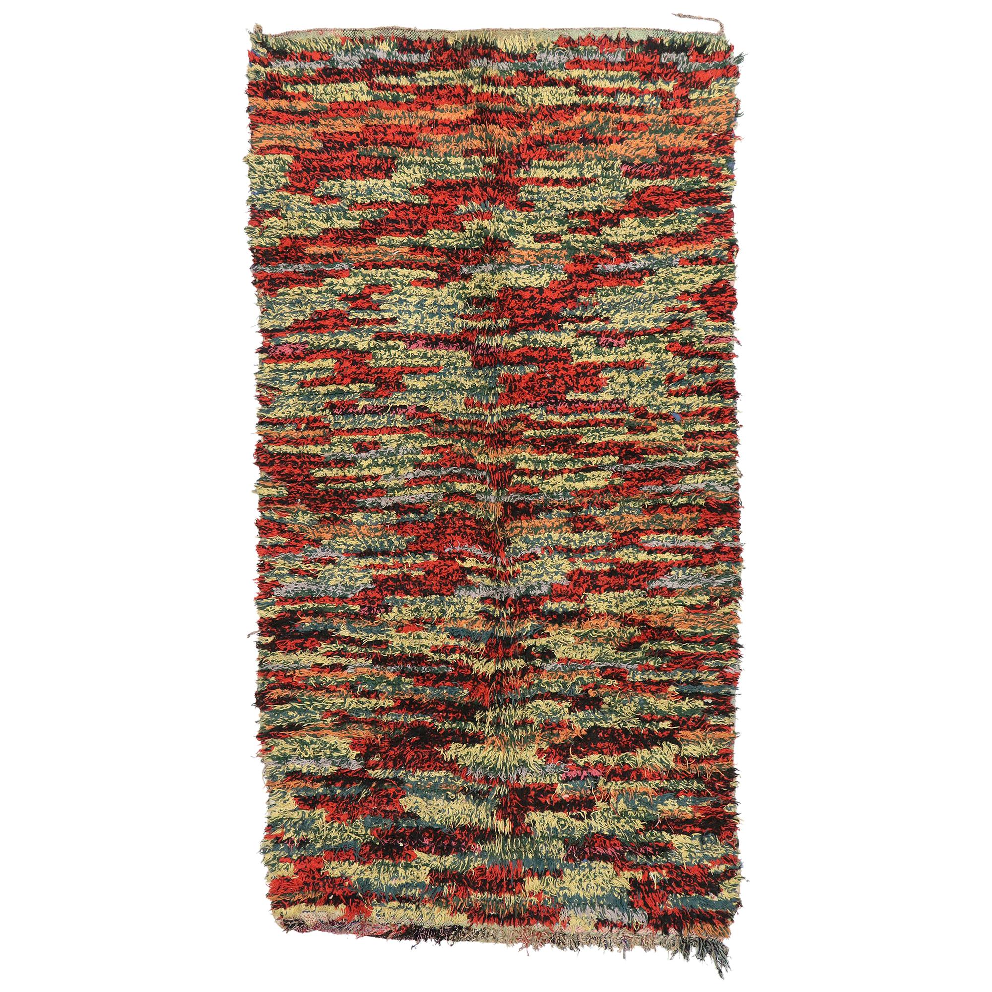 Vintage Berber Moroccan Rug Runner, Shag Hallway Runner For Sale at 1stDibs