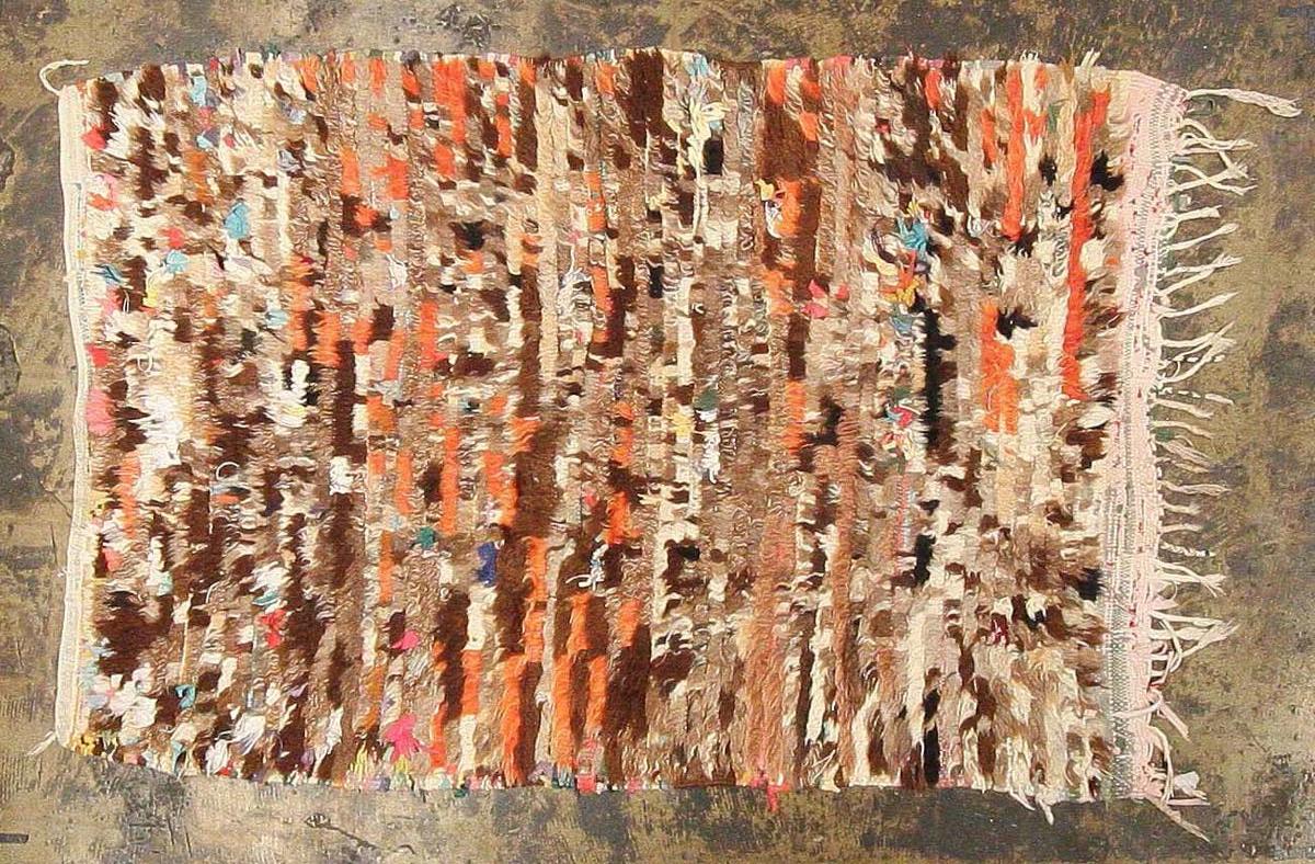 Hand-Knotted Vintage Moroccan Boucherouite Rug For Sale