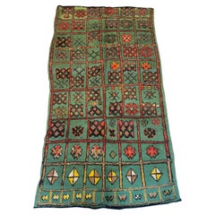 Vintage Moroccan Boucherouite Rug – Hand-Knotted Tribal Wool Early 20th Century