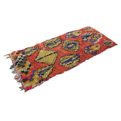 Vintage Moroccan Boucherouite rug - Orange - 3.1x7.2feet / 95x220cm