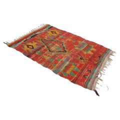 Vintage Moroccan Boucherouite rug - Red/green/yellow - 4x6feet / 123x183cm