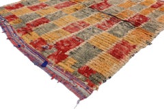 Vintage Moroccan Boucherouite Rug with Postmodern Bauhaus Cubism Style