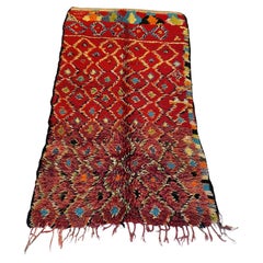 Vintage Moroccan Boucherouite Rug with Vibrant Diamond Motifs, Circa 1970s