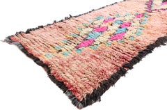 Vintage Moroccan Boucherouite Hallway Runner with Bohemian Style:: Shag Rug