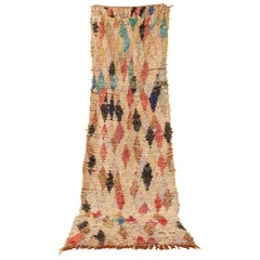 Vintage Moroccan Boujad Berber Rug Middle Atlas Mountains, Beige Black Green