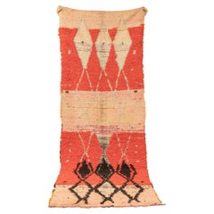 Vintage Moroccan Boujad Berber Rug Middle Atlas Mountains Red Pink Black