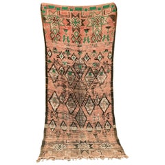 Vintage Moroccan Boujad Berber Rug Middle Atlas Mountains Rosé Black Beige