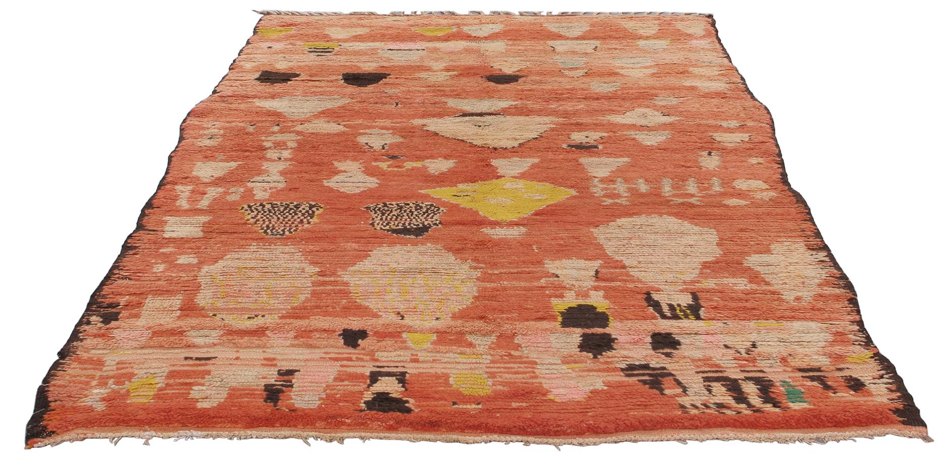 Hand-Knotted Vintage Moroccan Boujad Berber Tribal Rug For Sale