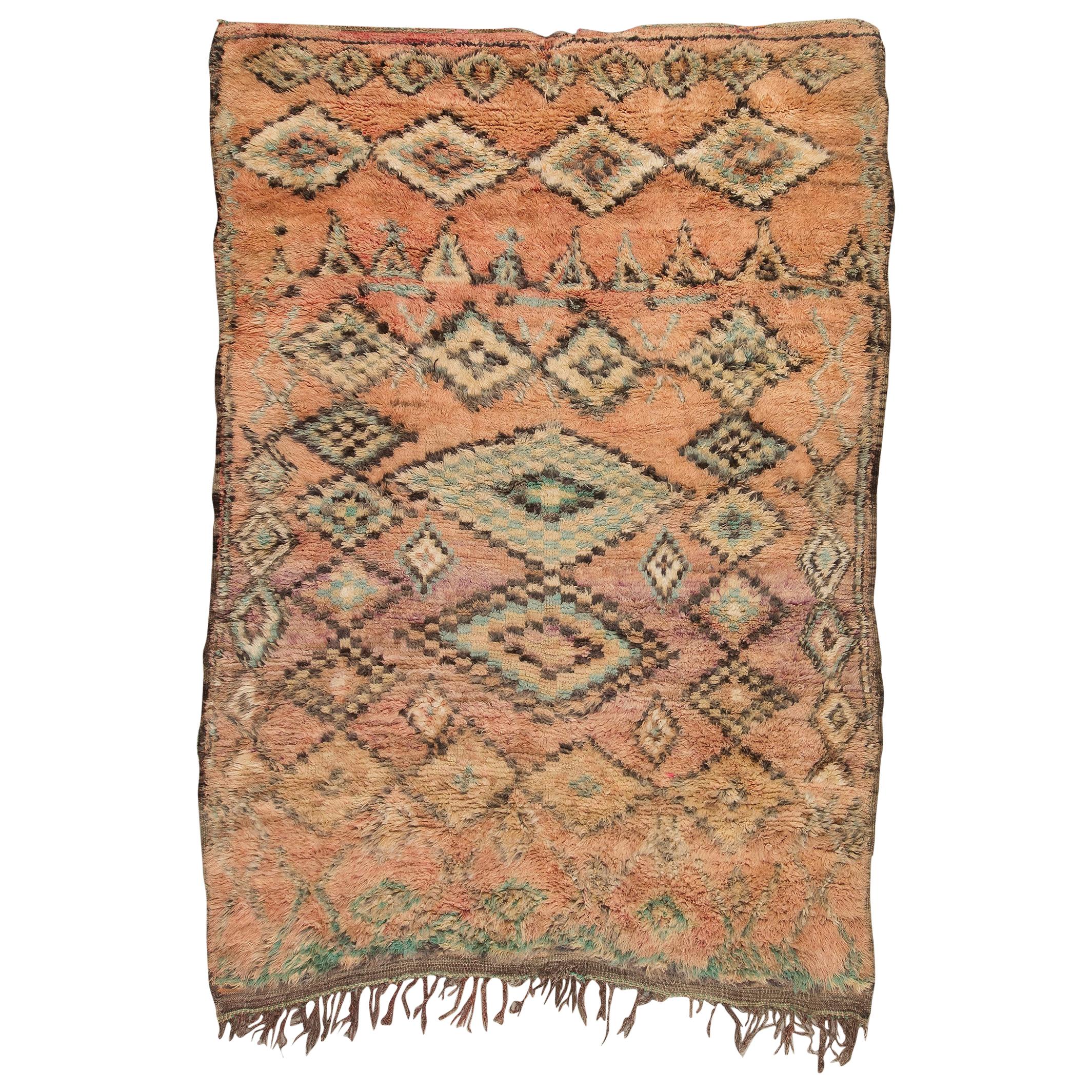 Vintage Moroccan Boujad Rug - Blush, Bohemian  For Sale