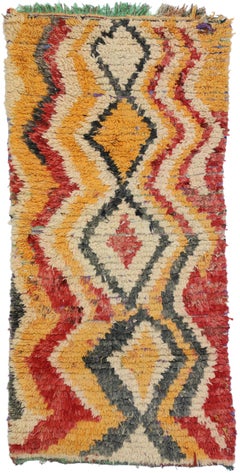 Vintage Moroccan Boujad Rug, Colorful Berber Boucherouite Moroccan Azilal Rug