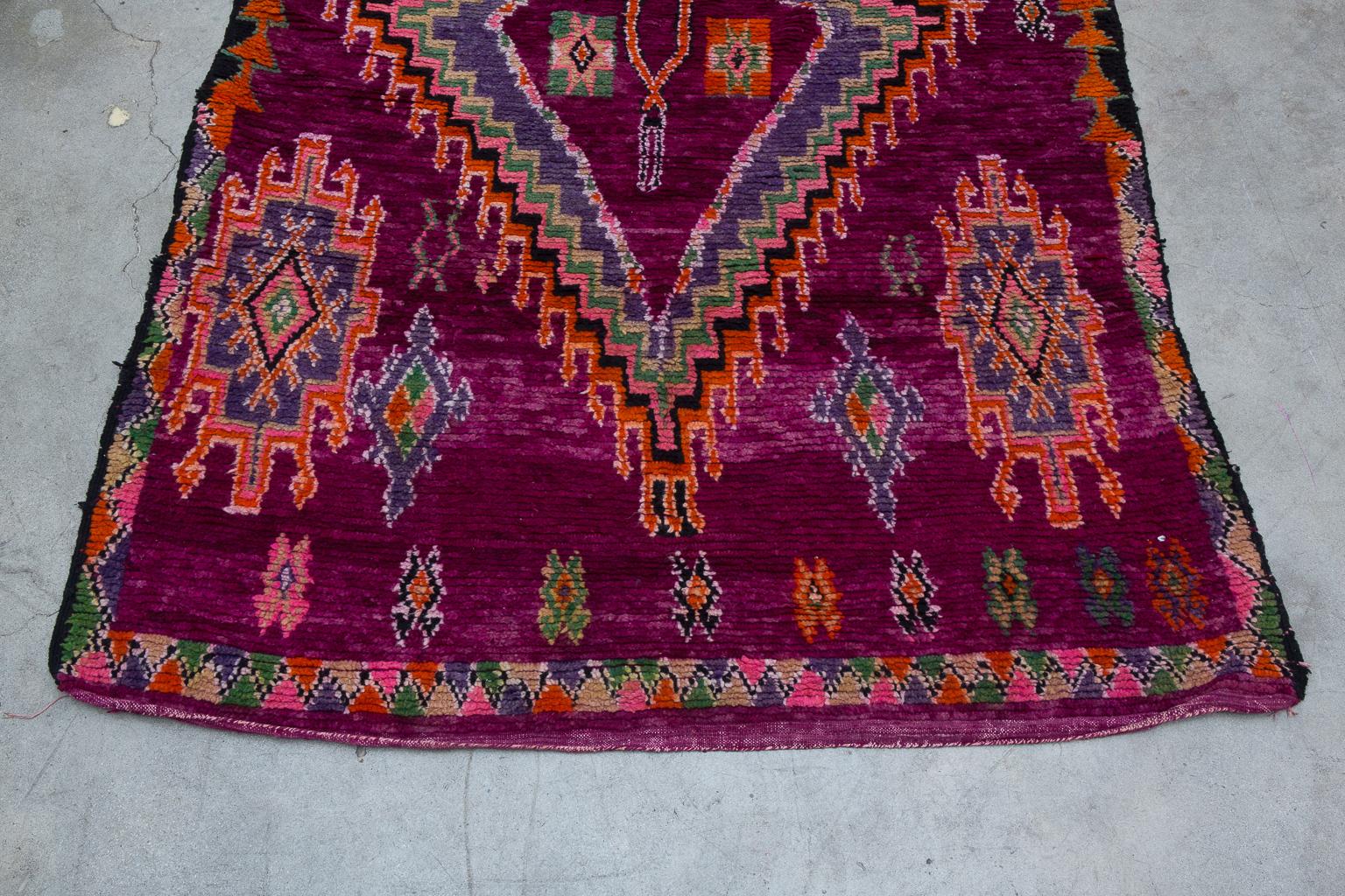 Tribal Vintage Moroccan Boujad Rug - Magenta, Purple, Pink For Sale
