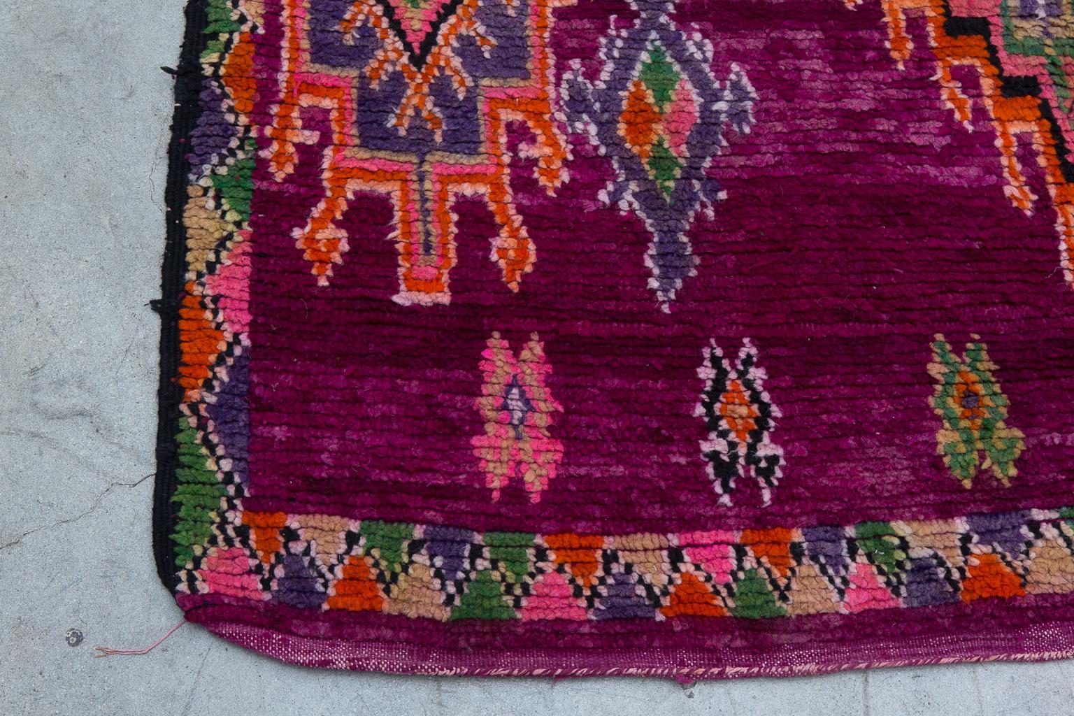 Vintage Moroccan Boujad Rug - Magenta, Purple, Pink In Good Condition For Sale In Palm Springs, CA
