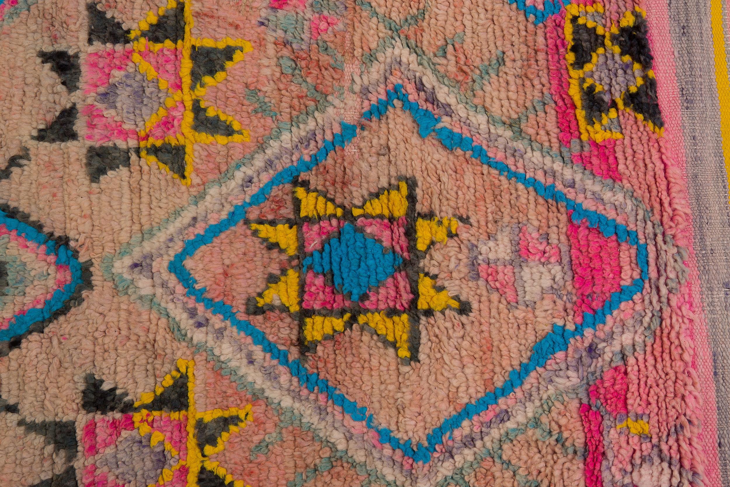 20th Century Vintage Moroccan Boujad Rug - Blush, Pink For Sale